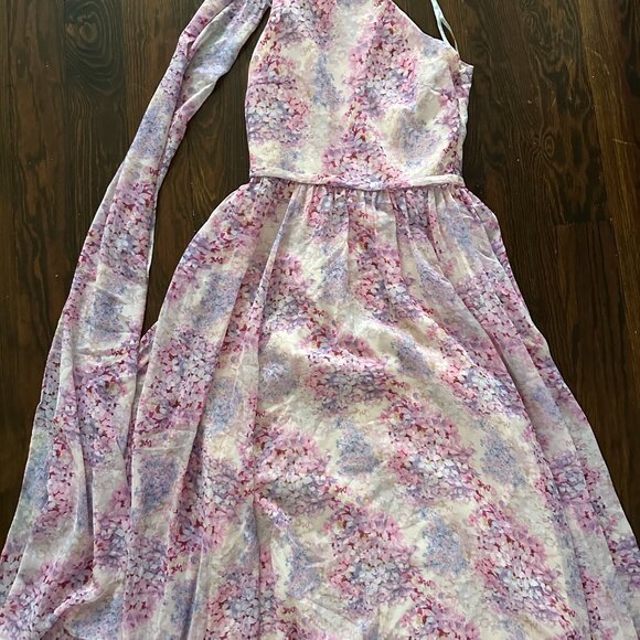 mikael aghal One-shoulder floral print chiffon maxi dress - Picture 4 of 5